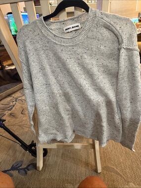DKNY Jeans Light Gray Speckled Crewneck Sweater